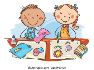 Cartoon Doodle School Kids Enjoy Crafting_ immagine vettoriale stock (royalty free) 2165963727 _ Shutterstock